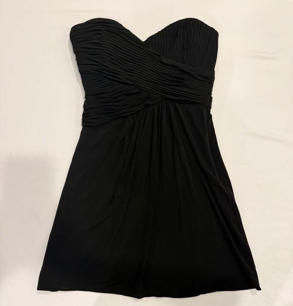 BCBGMAXAZRIA Strapless Dress Size 2 Black Ruched Sweetheart